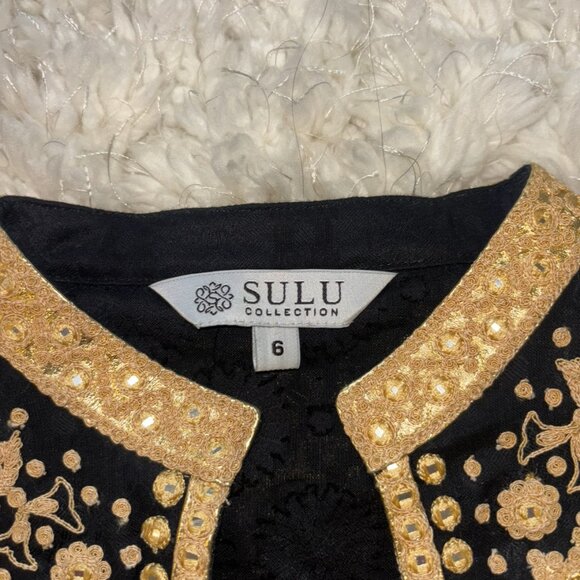 Sulu Collection Black & Gold Embroidered Tunic - Picture 3 of 4